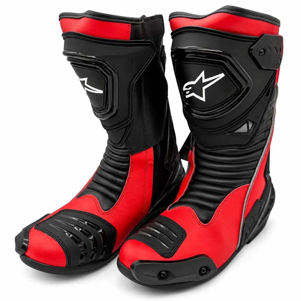 بوت موتورسواری ریسی Alpinestars چرم طبیعی فول پروتکشن مشکی قرمز — تصویر ۴