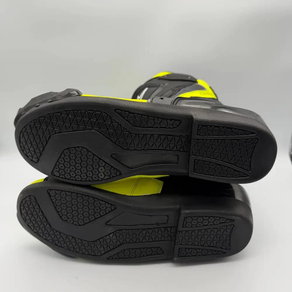 بوت موتورسواری ریسی Alpinestars چرم طبیعی فول پروتکشن مشکی زرد فسفری — تصویر ۴
