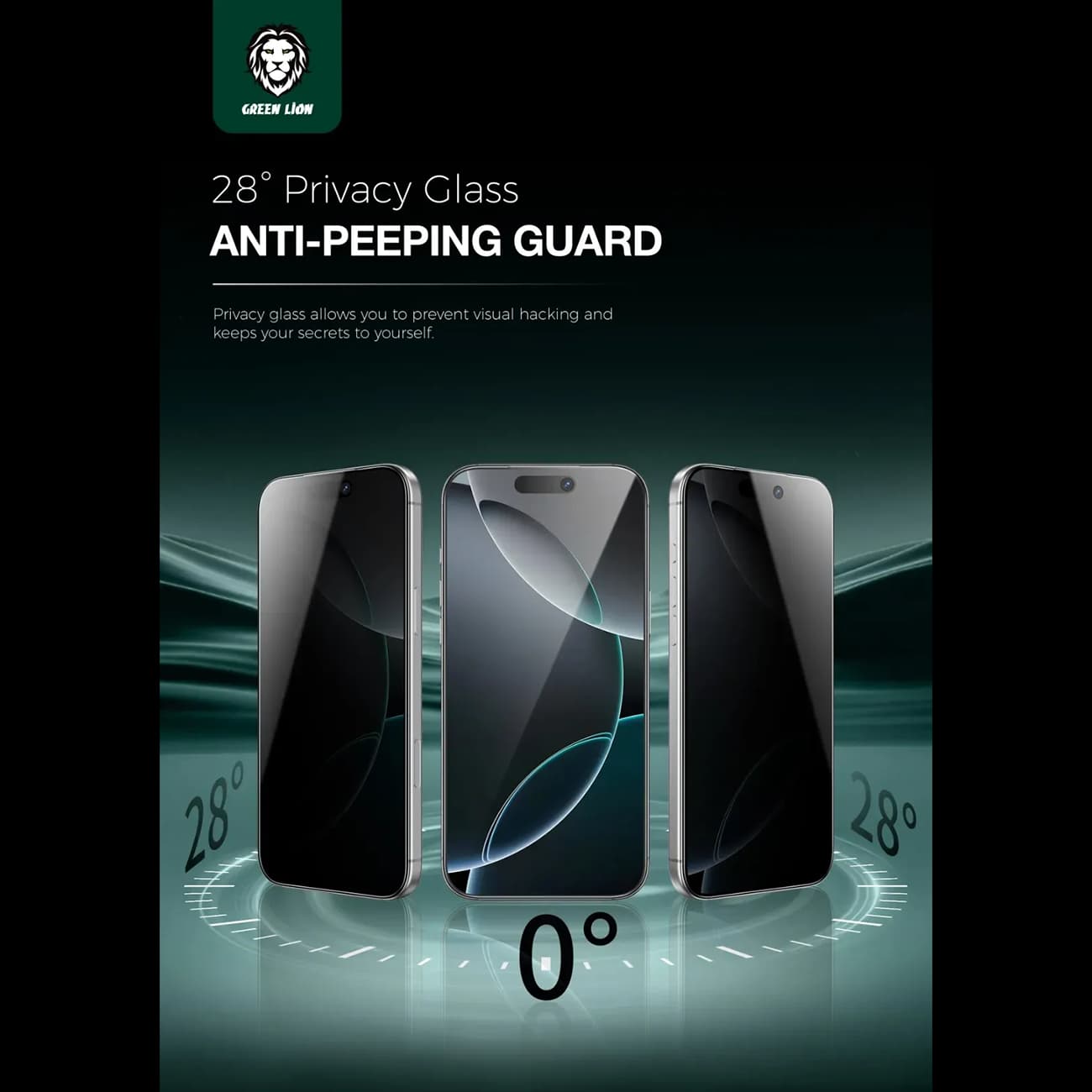 گلس پرایوسی آیفون 16 پرو و آیفون 17 گرین Green Lion GN9HSPY17BK — تصویر ۶