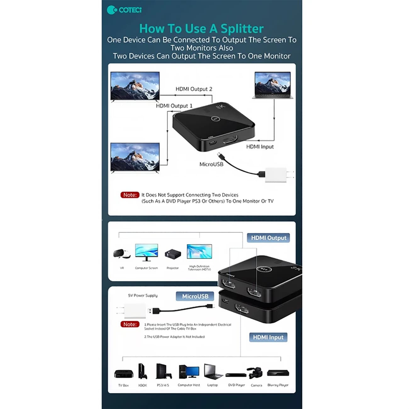مبدل و سوئیچ HDMI دو در یک کوتسی OF-035 — تصویر ۳