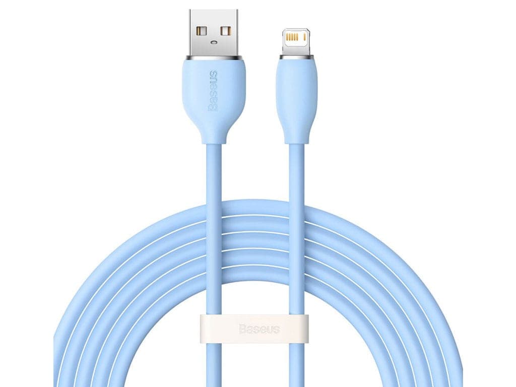 کابل یواسبی به لایتنینگ شارژ سریع و انتقال دیتا بیسوس Baseus CAGD000103 Jelly Liquid Silica Gel USB to iP Fast Charging Data Cable 2.4A 2m