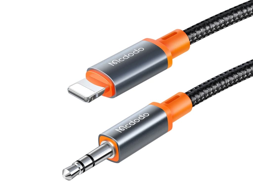 کابل فنری تبدیل لایتنینگ به جک 3.5 میلیمتری مک دودو با طول 1.8متر McDoDo CA-0890 Lightning To DC3.5mm Audio Converter, Castle series — تصویر ۲