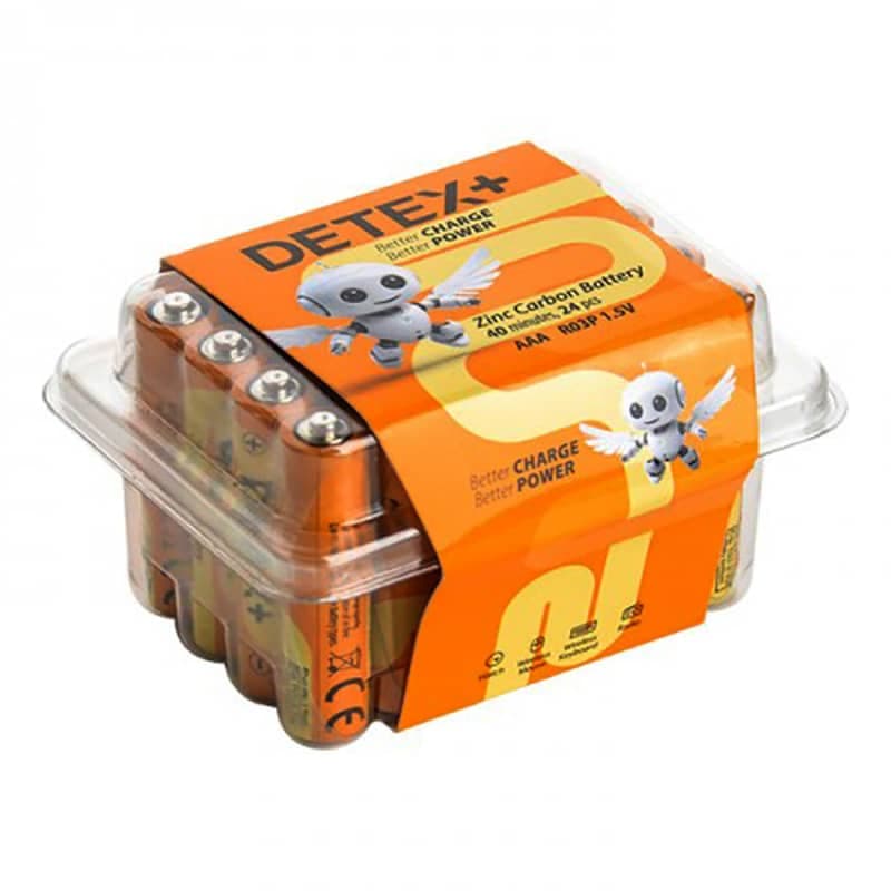 باتری نیم قلمی Zinc Carbon 1.5V R03PAA بسته 24 عددی +DETEX