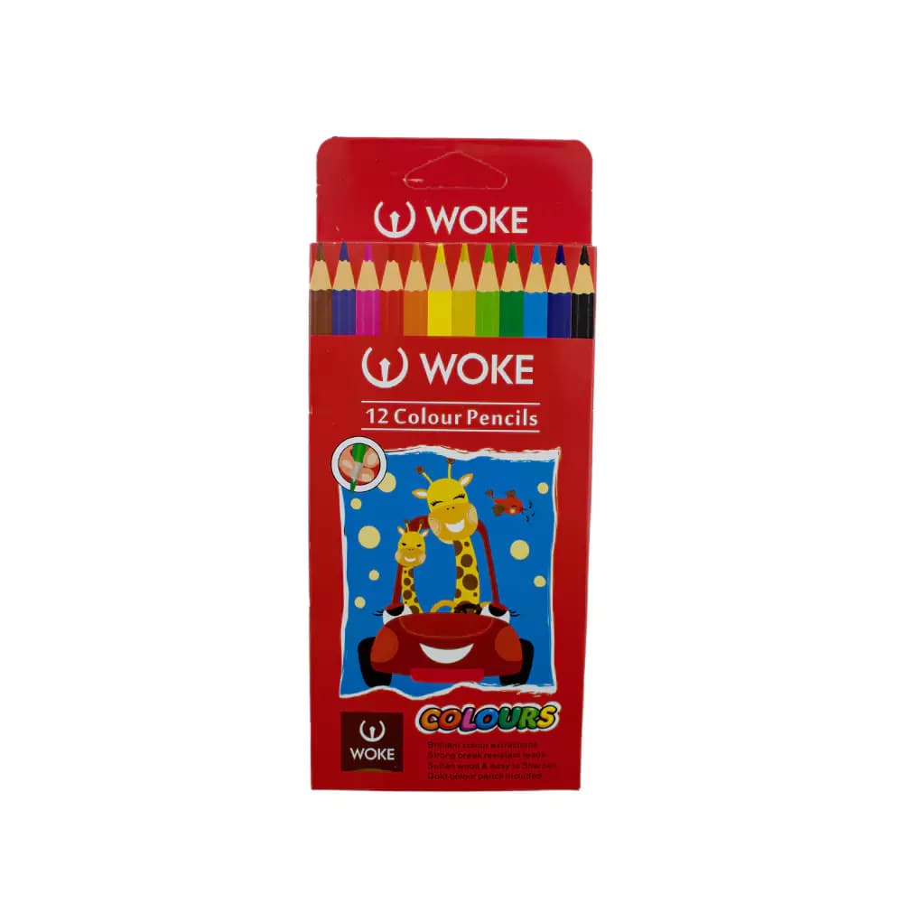 مداد 12 رنگ 6 گوش جعبه مقوایی WOKE