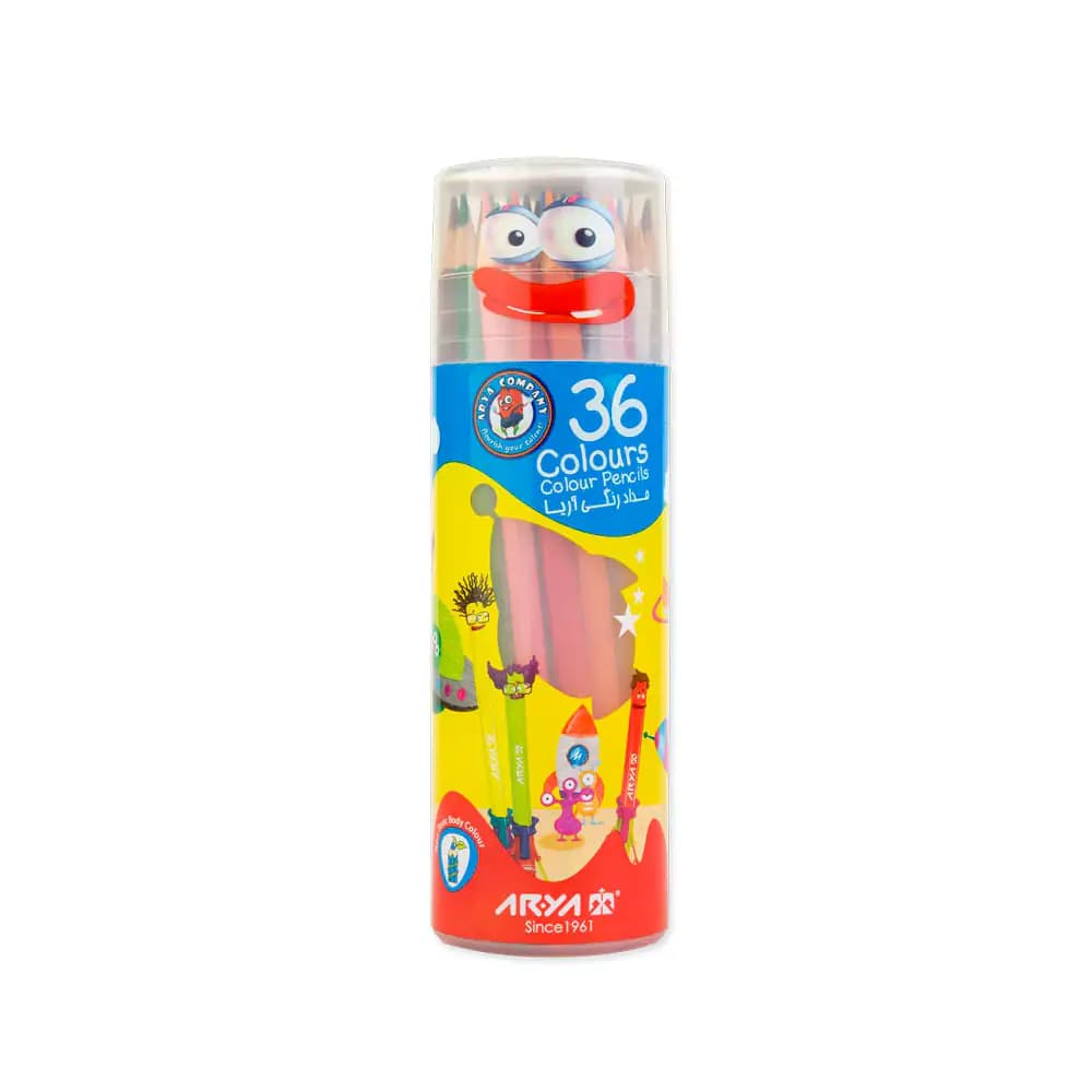 مداد 36 رنگ چوبی استوانه ای مدل 3053 آریا
