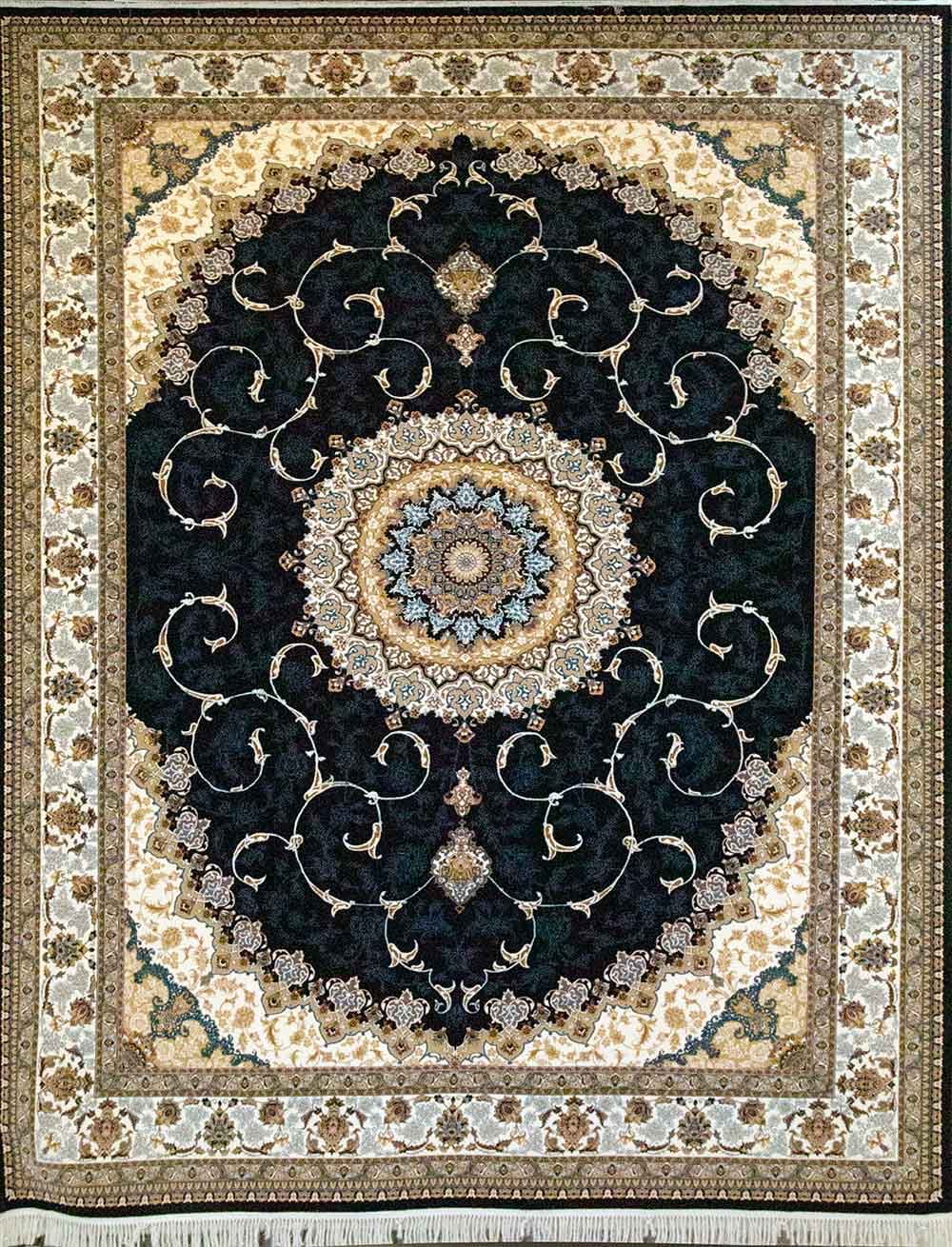 فرش ۷۰۰ شانه نقشه شاه نشین زمینه سرمه ای
