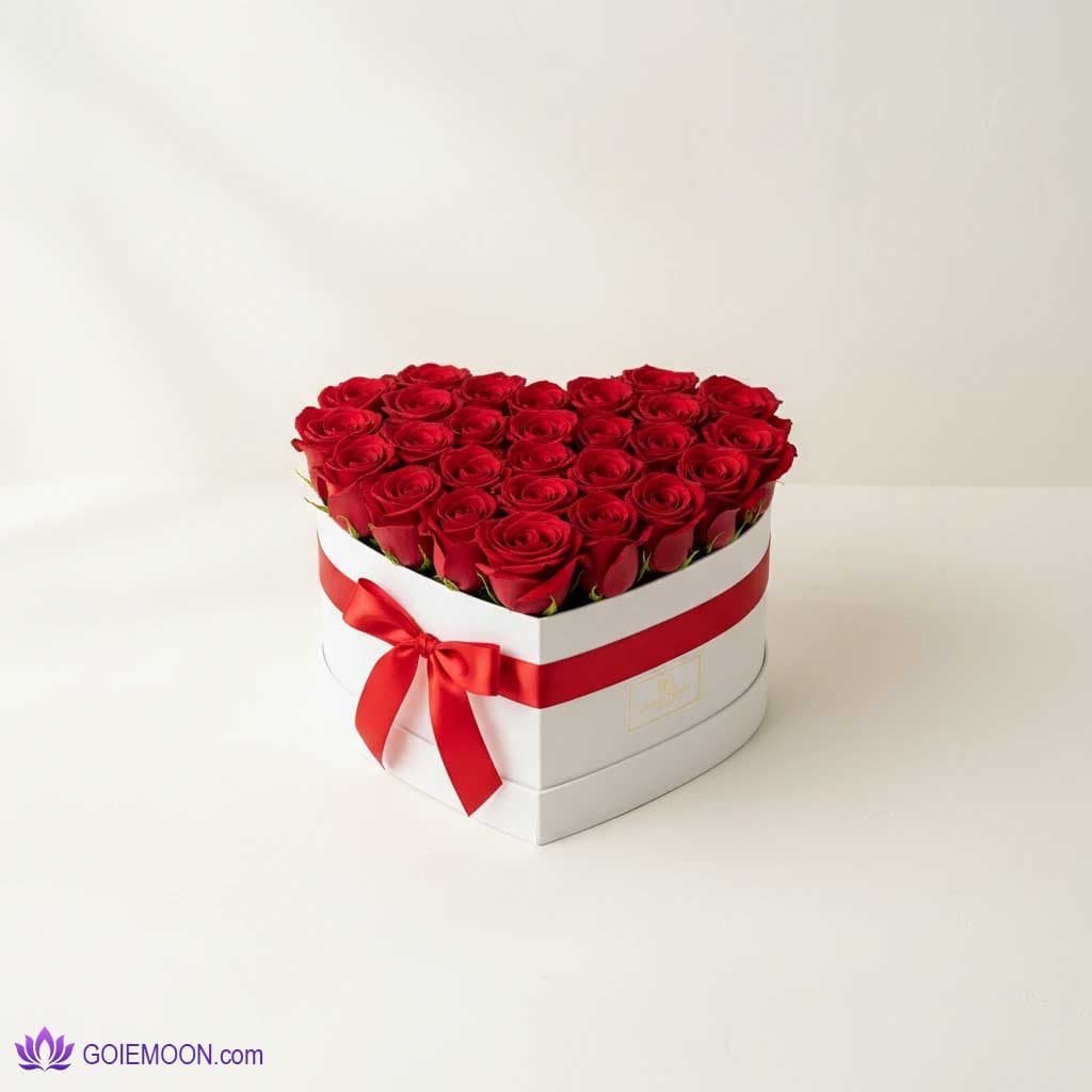 باکس گل قلب 30 شاخه