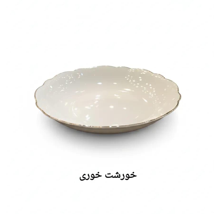 سرویس چینی الیزابت طرح لب طلا (گلدن لاین) 18 نفره سفارشی چینی توس قالب ملبورن — تصویر ۴