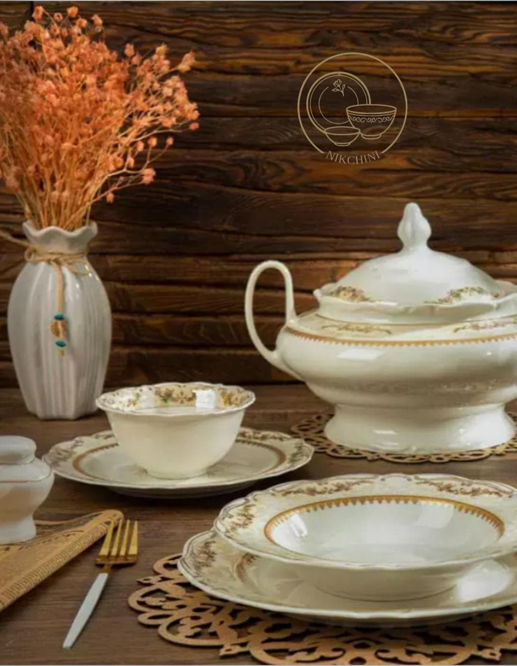 سرویس چینی پردیس نیوبن طرح همیلتون نلین 12 نفره 98 پارچه