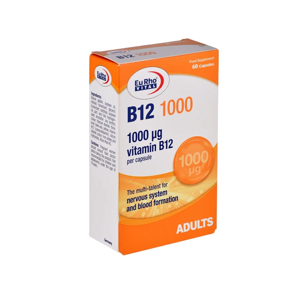 کپسول ویتامین B12 (1000میکروگرم) یوروویتال 60 عددی