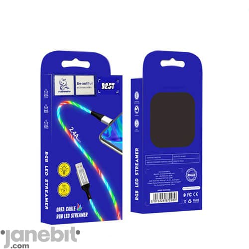 کابل شارژ VDENMENV TYPE-C D25T طرح RGB — تصویر ۲