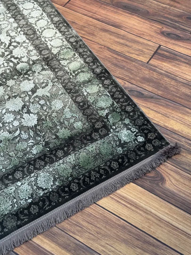 فرش سیزان DG-73001 طوسی سبز کلکسیون آروین — تصویر ۲