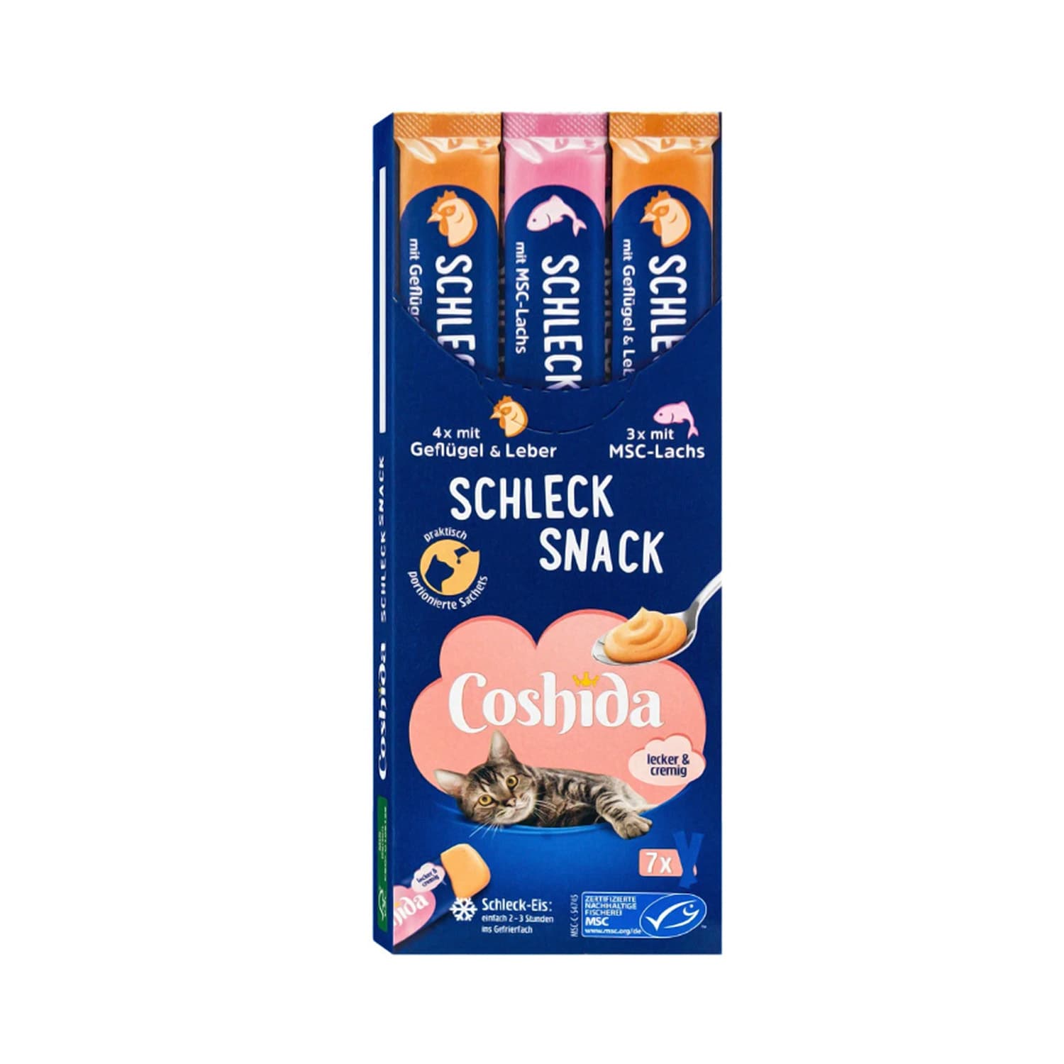 بستنی گربه کوشیدا با طعم مرغ و جگر و ماهی بسته 7 عددی