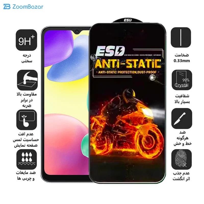 گلس اِپیکوی مدل Fiery ESD مناسب برای گوشی موبایل شیائومی Redmi 10A / 9T / 9 Prime / 9 / 9A / 9C / Poco C31 — تصویر ۱۱