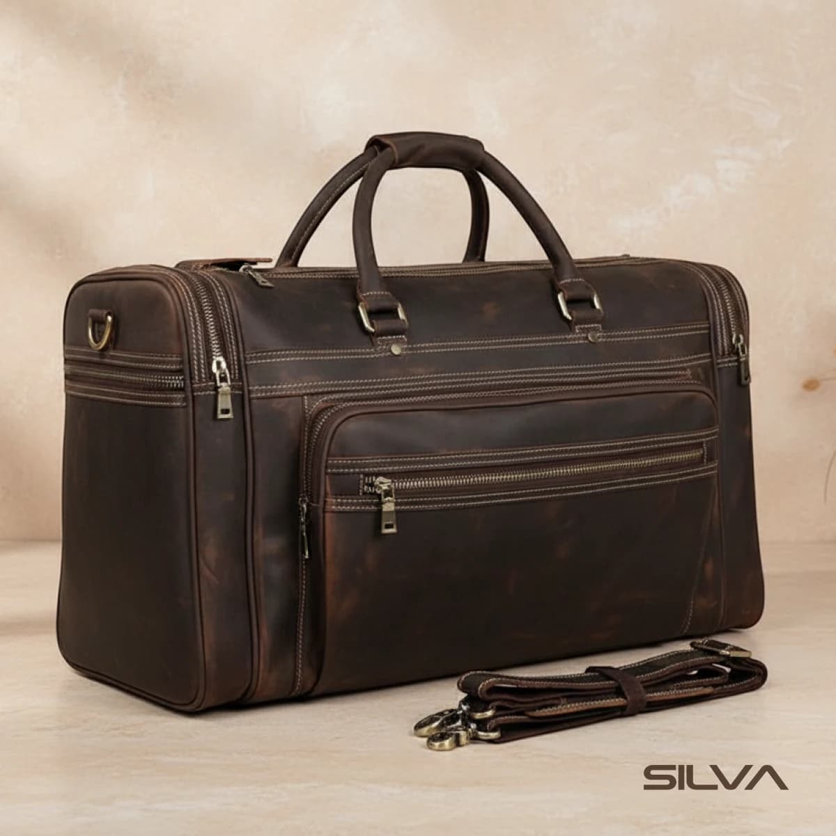 ساک مسافرتی چرم طبیعی مدل Travel Bag 39 | سیلوا چرم