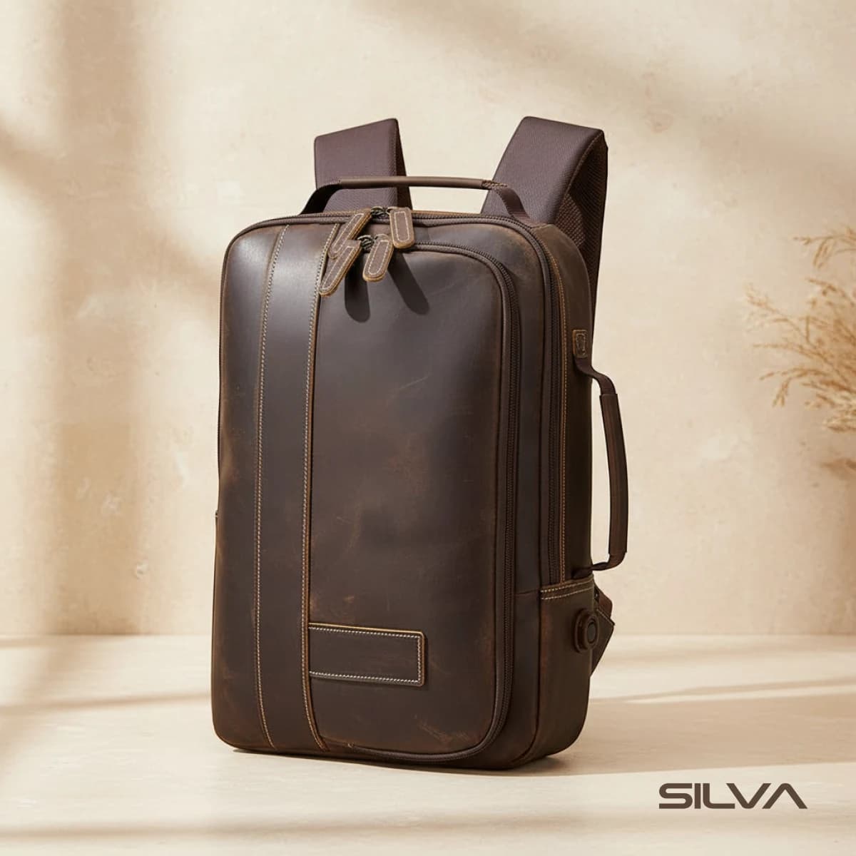 کوله پشتی چرم طبیعی مدل Back Pack 43 | سیلوا چرم