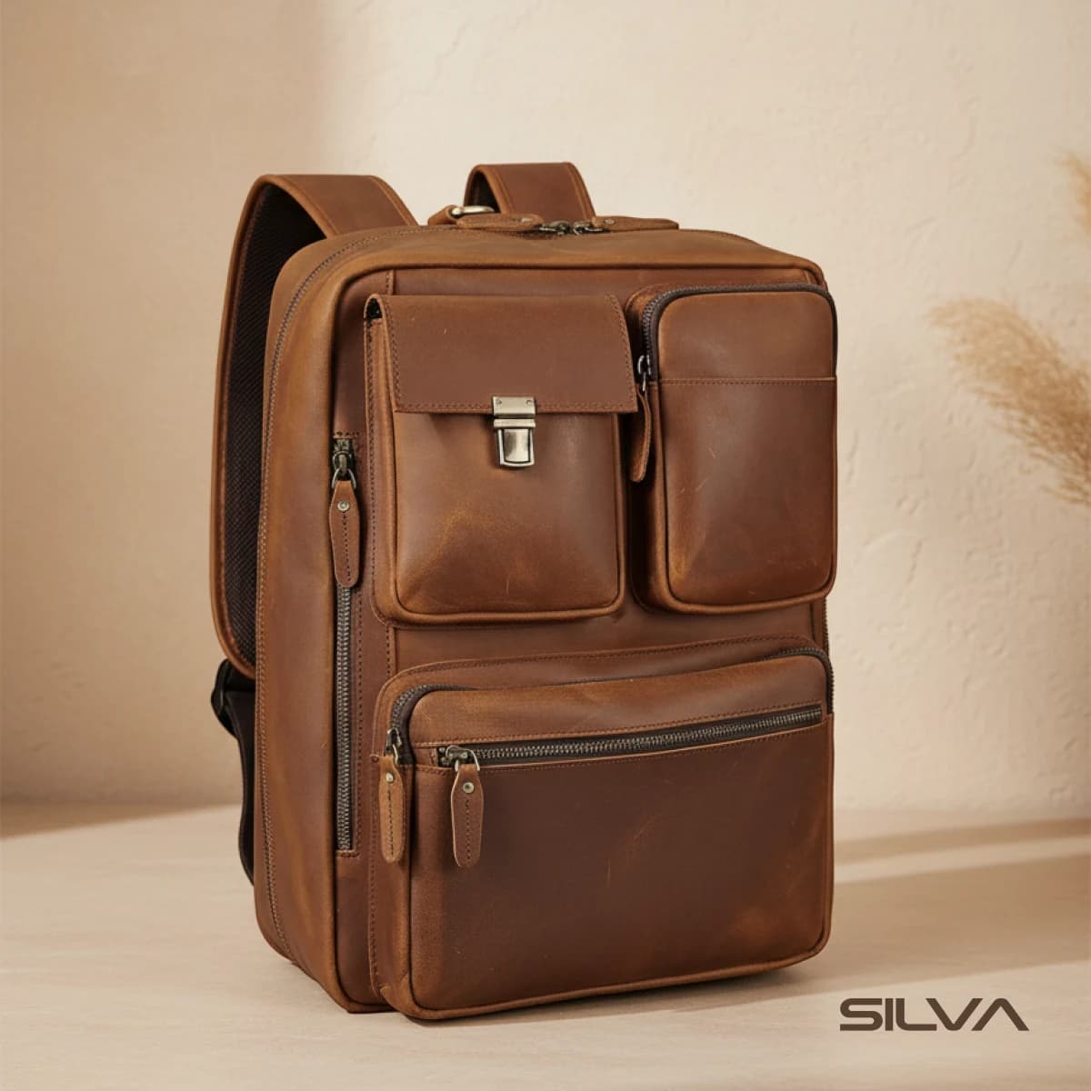 کوله پشتی چرم طبیعی مدل Back Pack 42 | سیلوا چرم