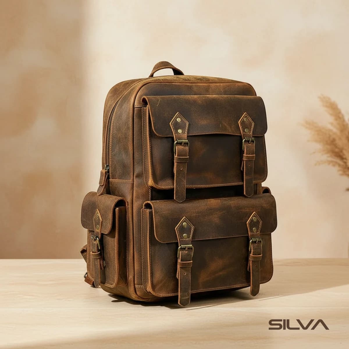 کوله پشتی چرم طبیعی مدل Back Pack 39 | سیلوا چرم