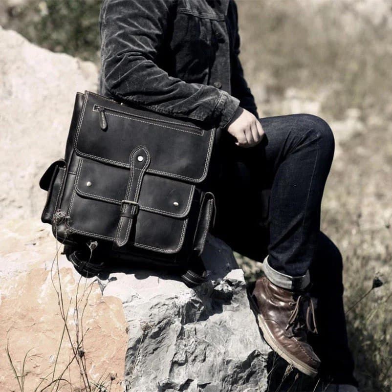 کوله پشتی چرم طبیعی مدل Back Pack 38 | سیلوا چرم — تصویر ۳