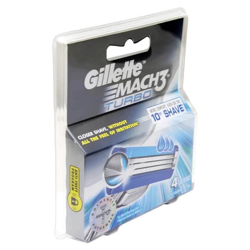 تیغ یدک ژیلت مدل Mach 3 Turbo Anti Theft ‏بسته 4 عددی — تصویر ۲