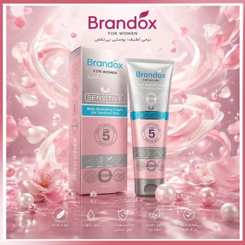 کرم موبر براندوکس مدل Depilatory-W با حجم 100 میلی لیتر مجموعه 2 عددی — تصویر ۲