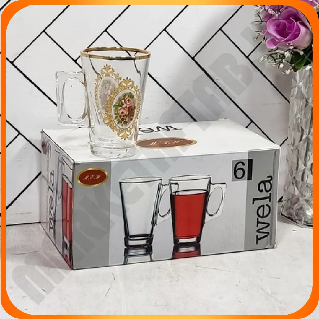 z2208(zb63b)bha6لیوان دسته دار ولا لب طلا گل رز چین