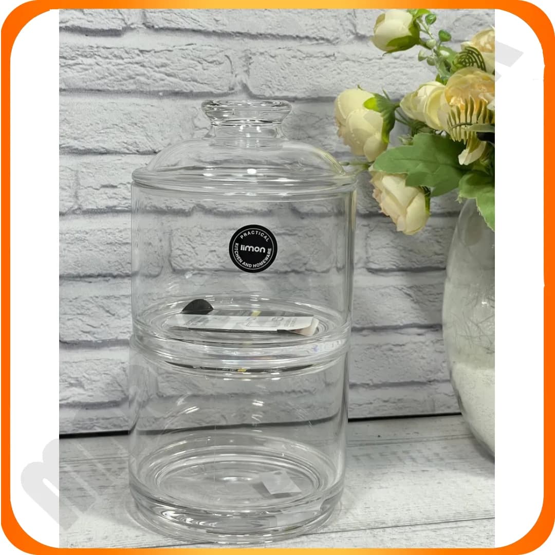 210900 شکلات خوری شیشه ای 2 طبقه اکرولیک لیمون