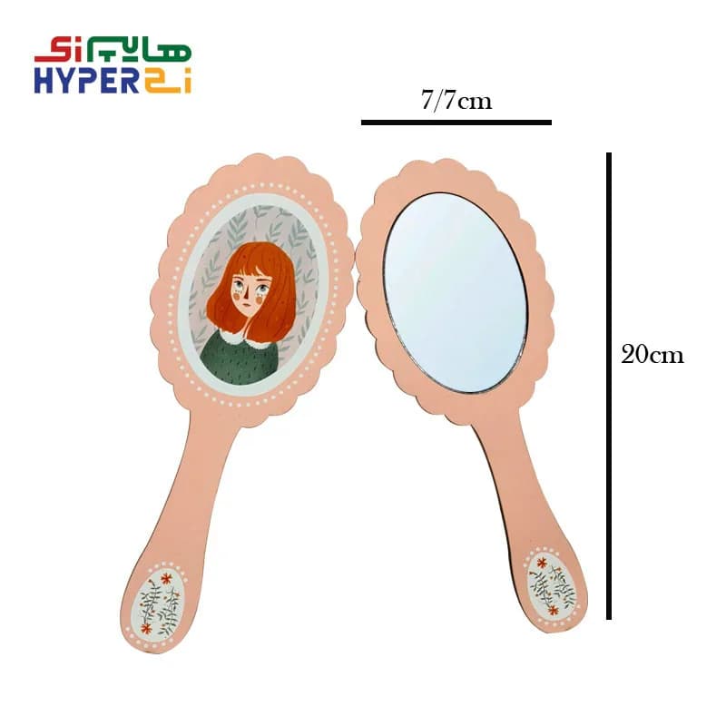 آینه چوبی دختر پاستلی رنگ گلبهی