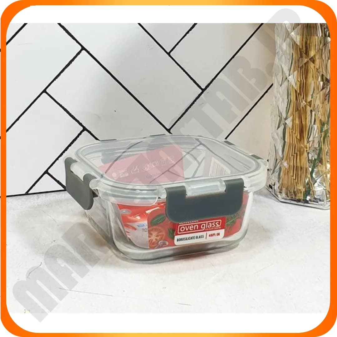 3948 ظرف نگهدارنده غذا درب دار مربع 530 میلی لیتر شفاف هومکت