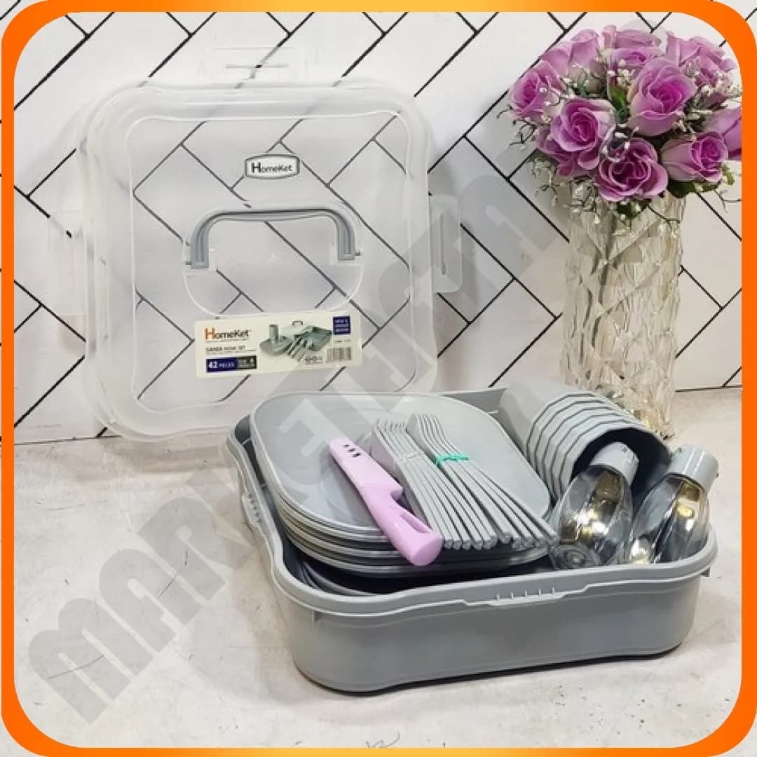 3552 سرویس مسافرتی سانیا 42 پارچه (6 نفره) طوسی هومکت
