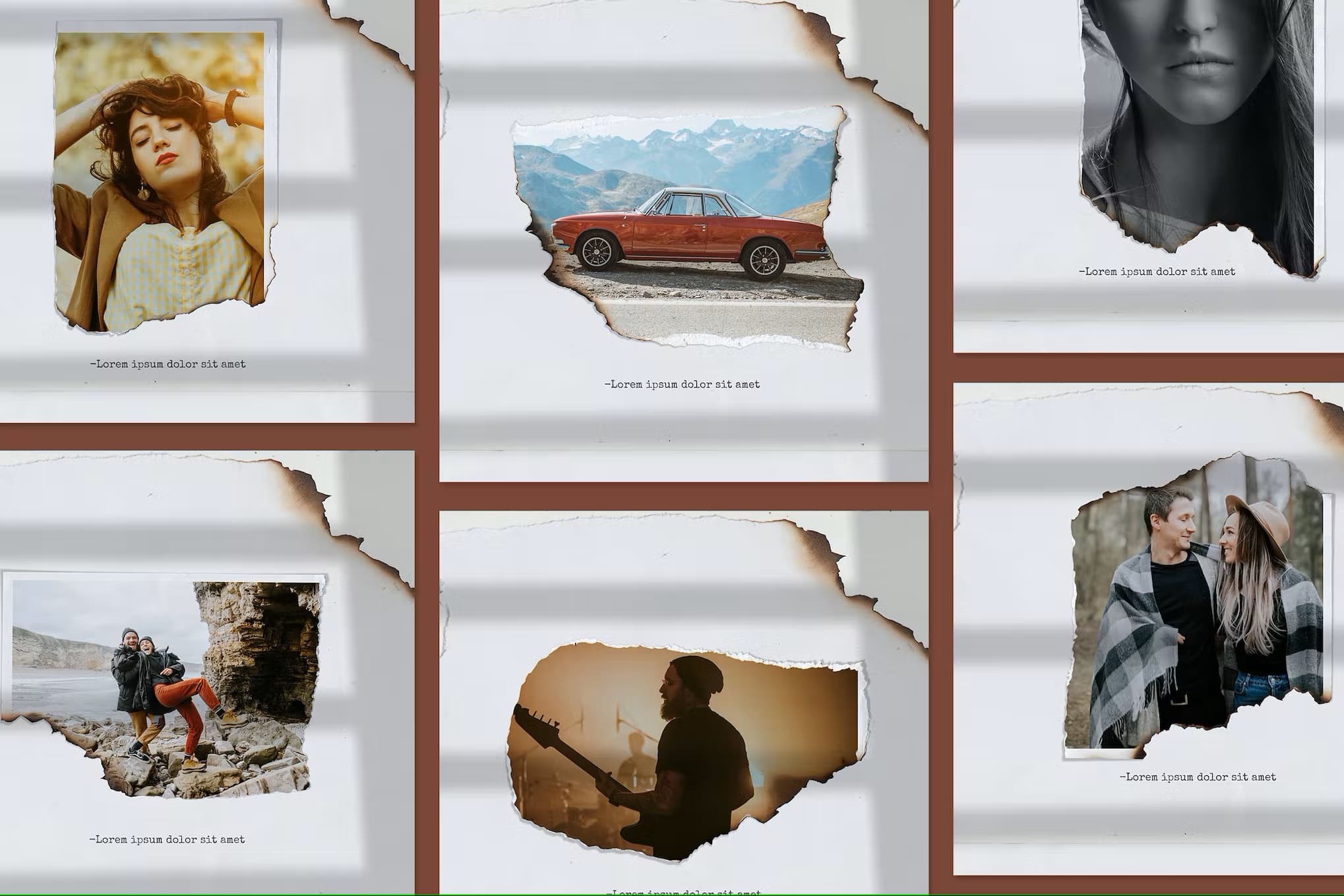قالب عکس های کاغذ پاره و سوخته Paper torn & burn photo