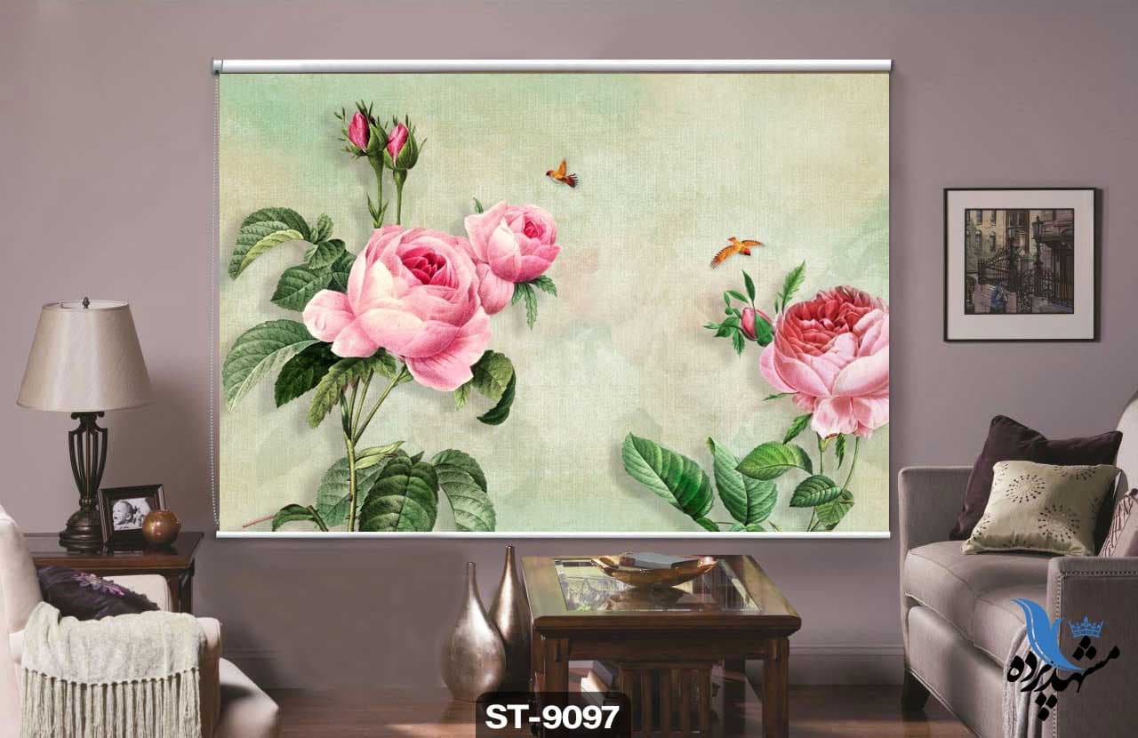 پرده شیدرول تصویری طرح سه بعدی گل رز کد ST9097