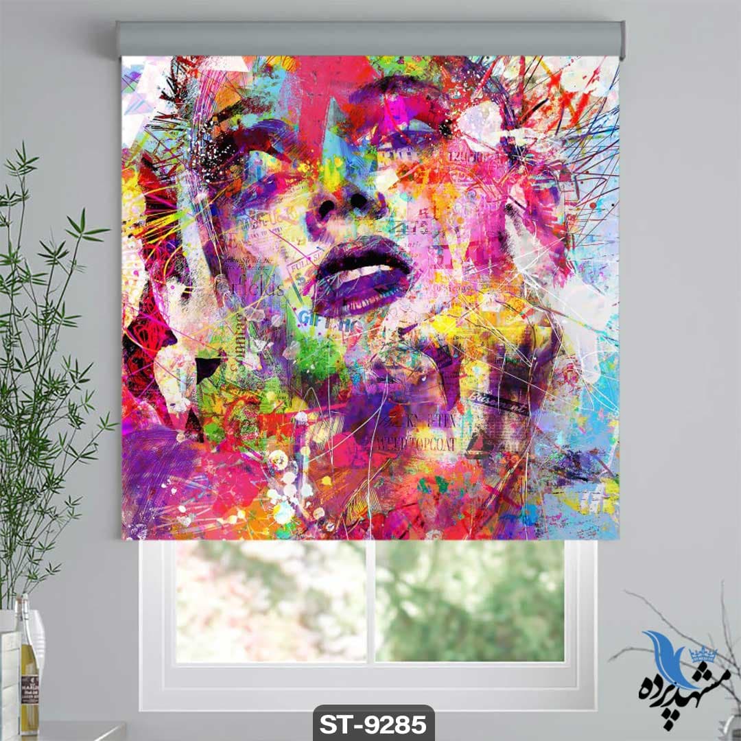 پرده شیدرول تصویری طرح نقاشی مدرن چهره زن کد ST9285