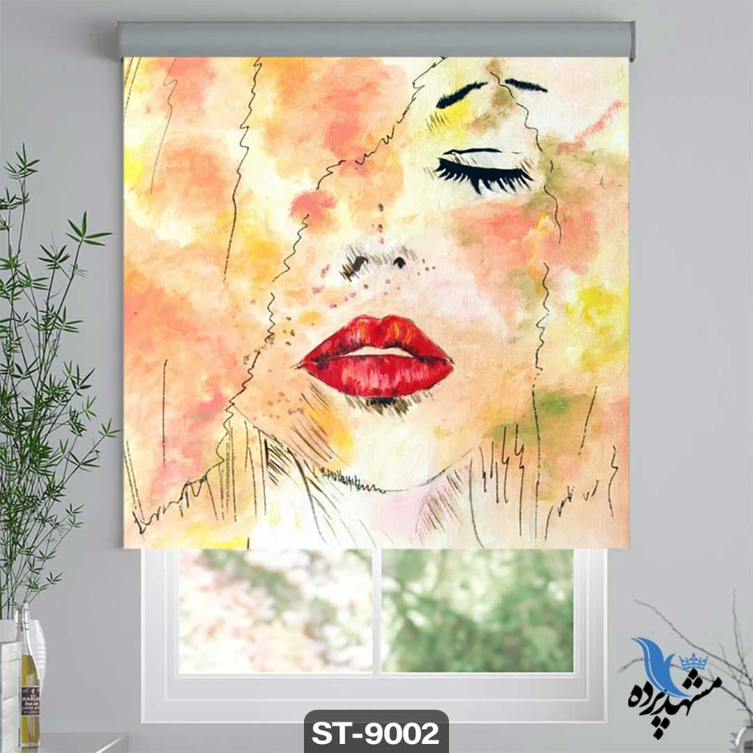 پرده شیدرول تصویری طرح نقاشی مدرن چهره زن کد ST9002