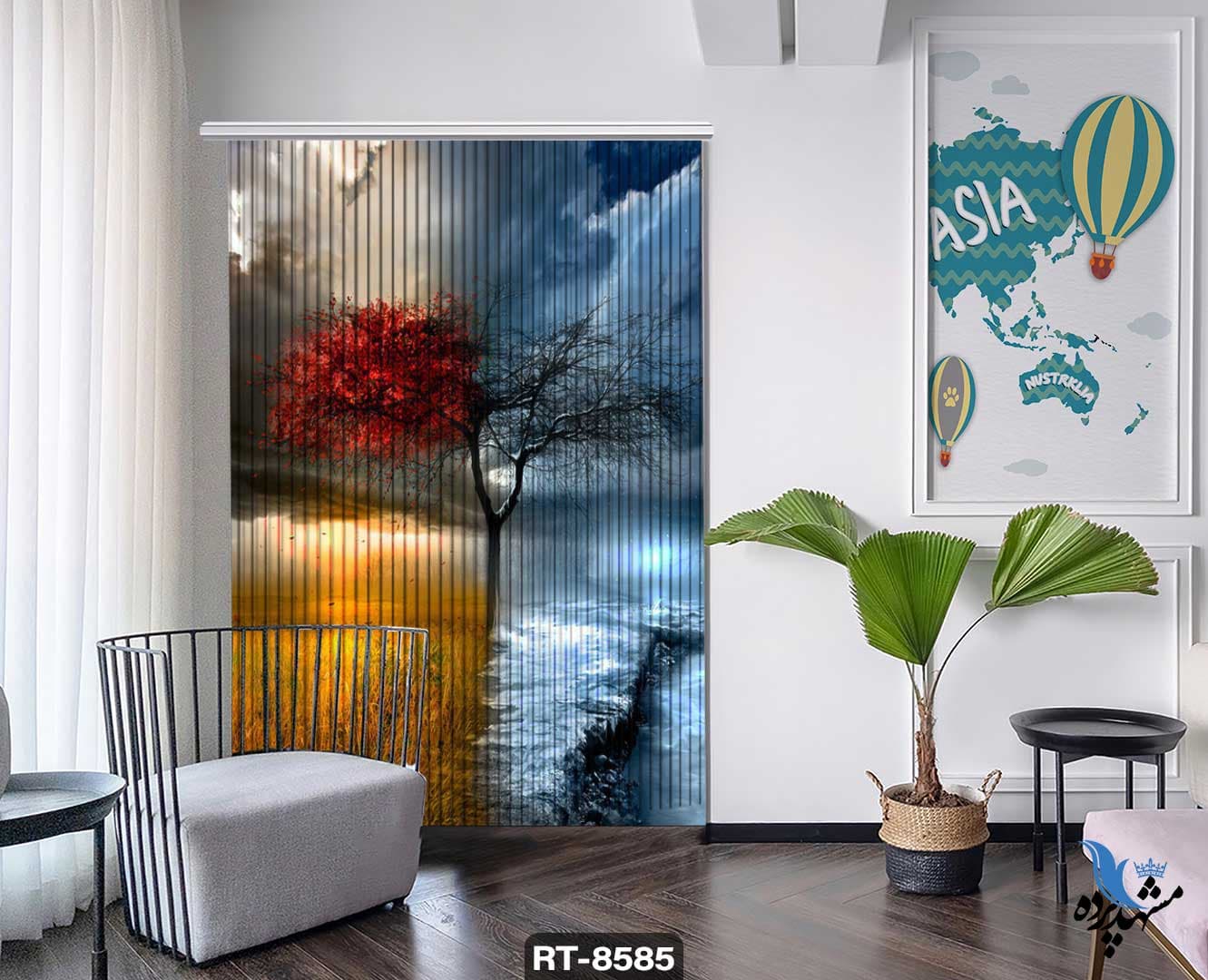 پرده شرشره تصویری طرح تلفیقی پاییز و زمستان RT8585