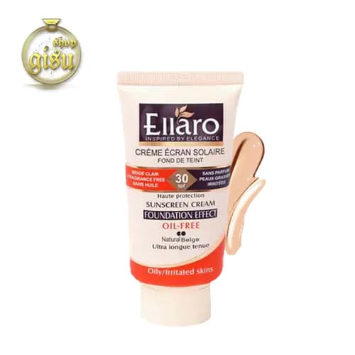 ضد آفتاب SPF30 کرم پودری الارو فاقد چربی (Ellaro foundation sunscreen spf30)-بژ طبیعی- حجم 40 میل