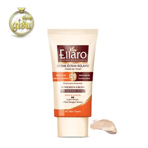 ضد آفتاب SPF25 کرم پودری الارو(Ellaro foundation sunscreen spf25)-بژ طبیعی- حجم 40 میل — تصویر ۲