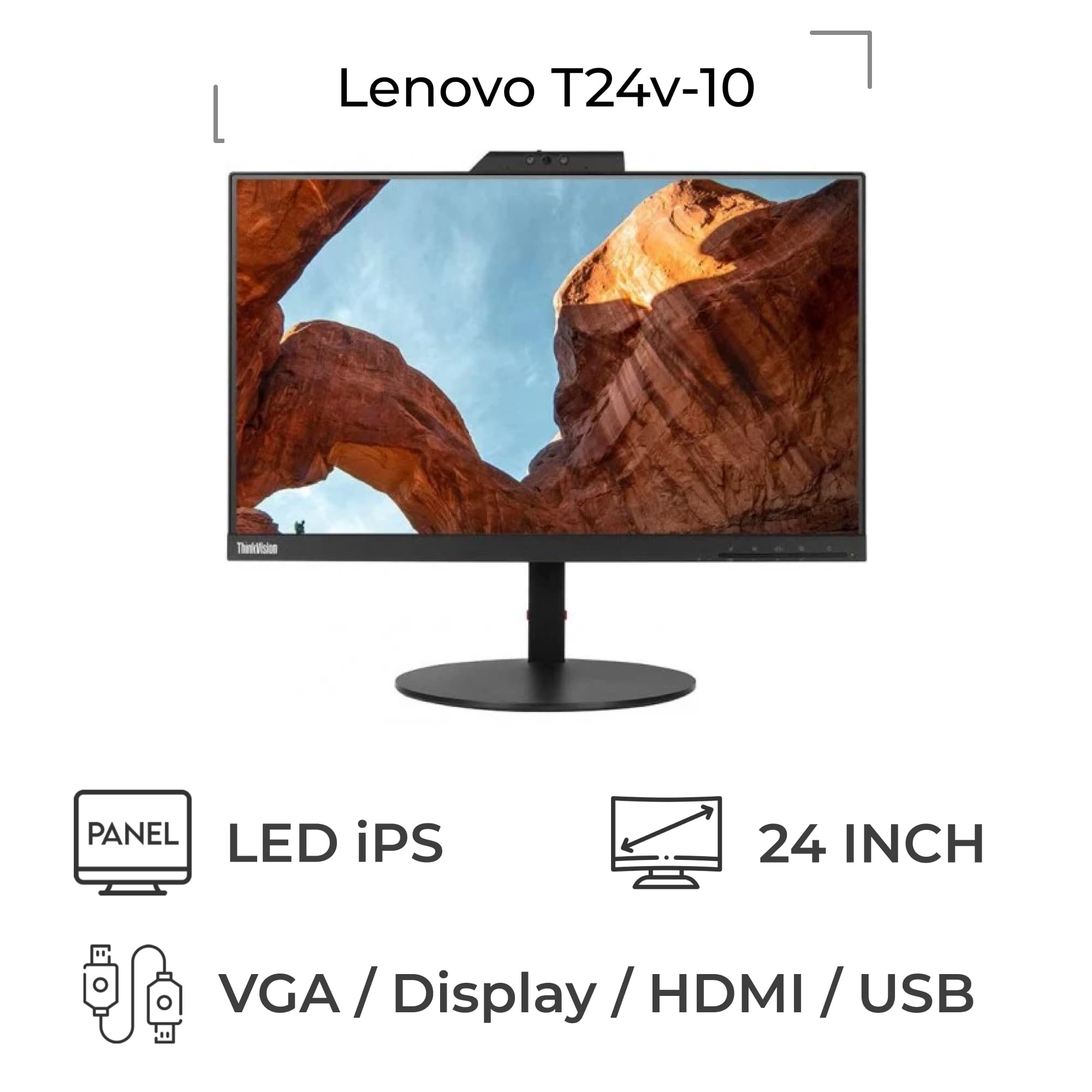 مانیتور استوک 24 اینچ لنوو ThinkVision T24v-10 (فریم لس + وبکم)