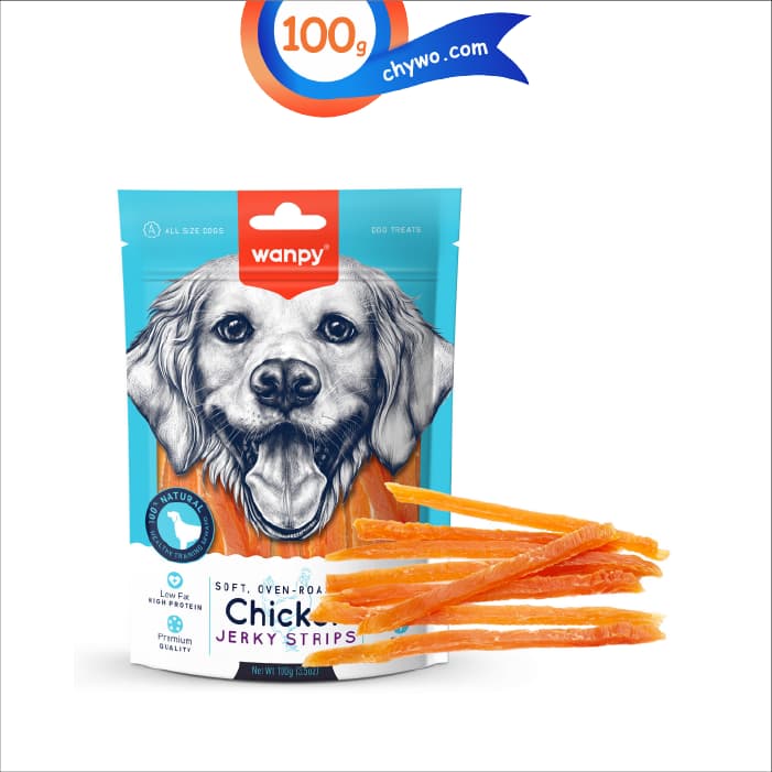تشویقی سگ ونپی نواری طعم مرغ وزن 80 گرم Wanpy Chicken Jerky Strips