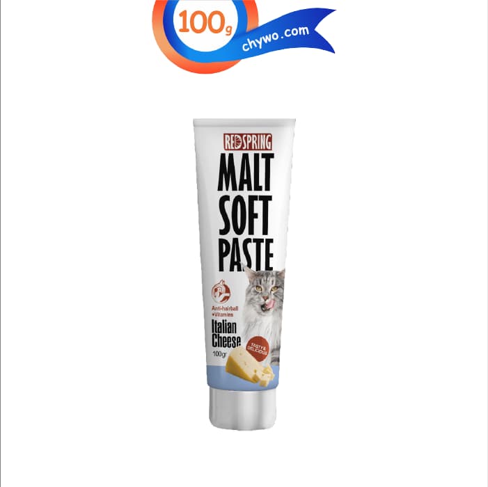 خمیر مالت گربه رد اسپرینگ طعم پنیر ایتالیایی حاوی مولتی ویتامین وزن 100 گرم RedSpring Malt Soft Paste