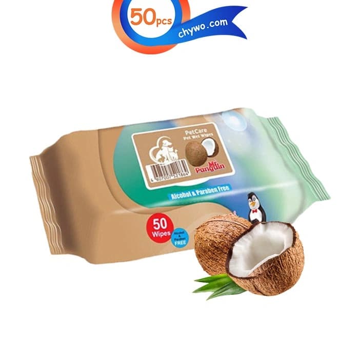 دستمال مرطوب حیوانات مستر پنگوئن رایحه نارگیل 50 عدد Mr Panguin Cleaning Wipe