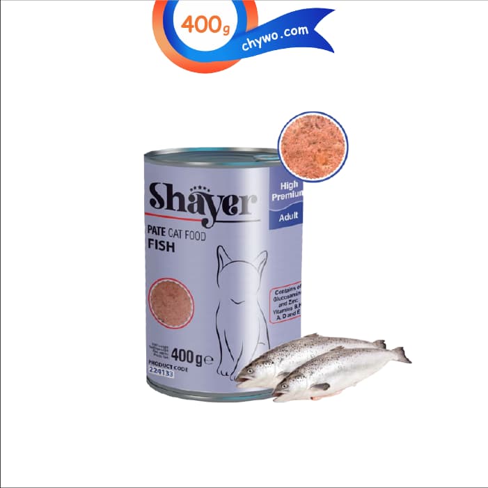 کنسرو گربه شایر طعم ماهی مدل پته وزن 400 گرم Shayer
