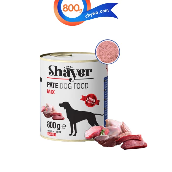 کنسرو سگ شایر طعم میکس گوشت مدل پته وزن 800 گرم Shayer