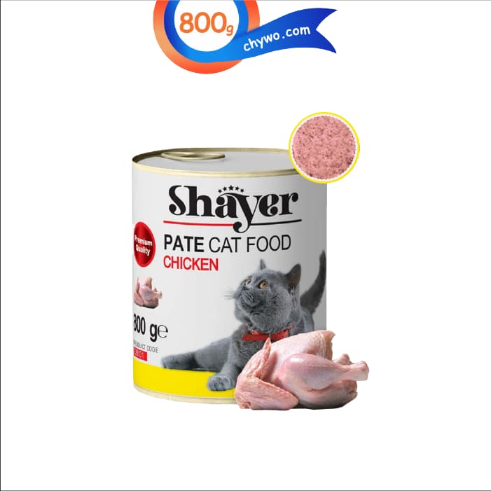 کنسرو شایر گربه طعم مرغ مدل پته وزن 800 گرم Shayer