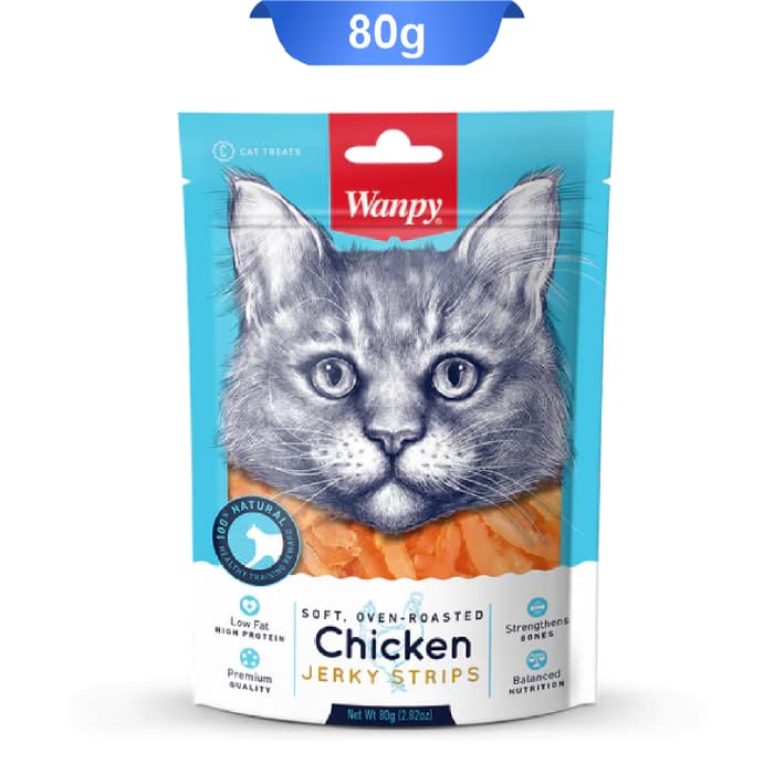 تشویقی ونپی گربه نواری طعم مرغ وزن 80 گرم Wanpy Chicken Jerky Strips