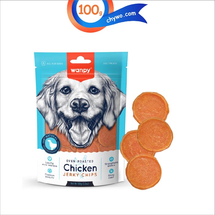 تشویقی سگ ونپی چیپسی طعم مرغ وزن 100 گرم Wanpy Jerky Chips