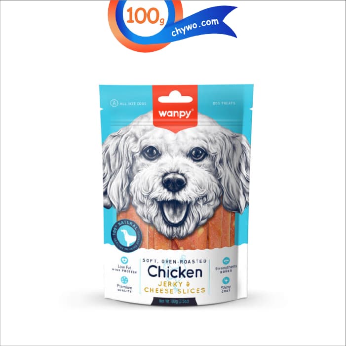 تشویقی سگ ونپی نواری طعم مرغ و پنیر وزن 100 گرم Wanpy Chicken & Cheese