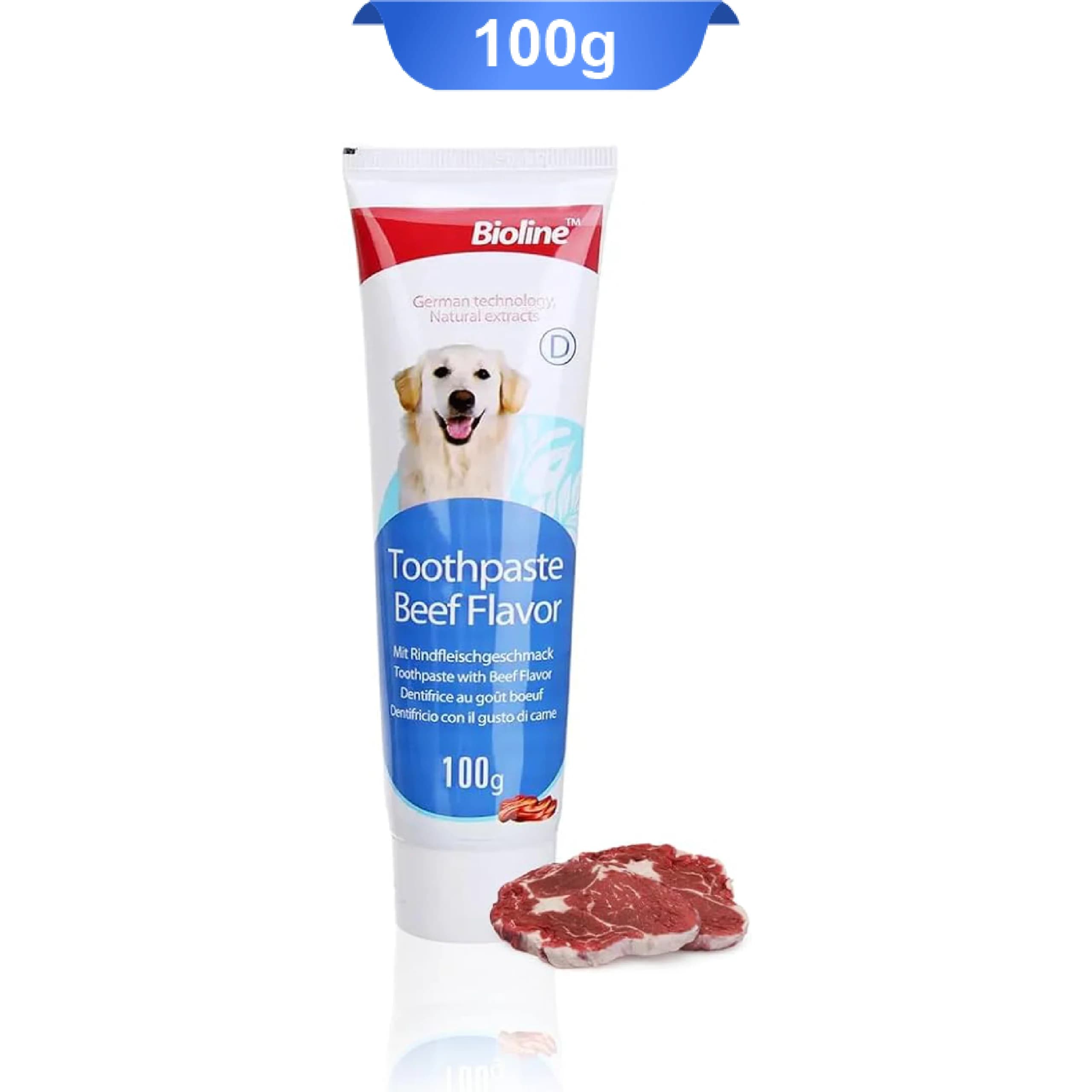 خمیردندان بایولاین سگ طعم گوشت وزن 100 گرم Bioline Toothpaste with Beef Flavor