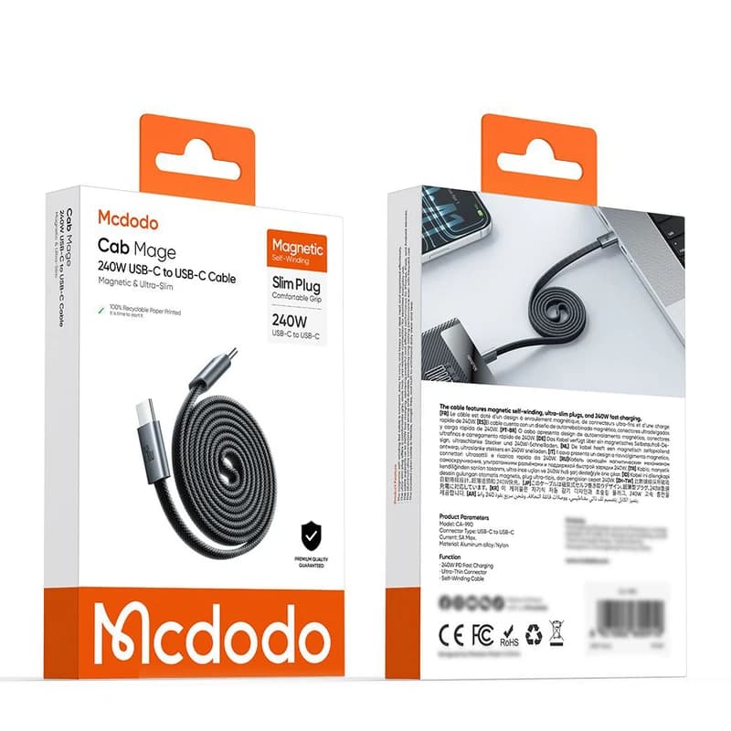 کابل شارژ تایپ سی به تایپ سی 240وات بدنه مگنتی مک دودو مدل MCDODO CA-9900 — تصویر ۴