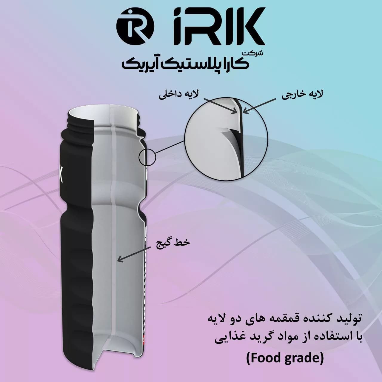 قمقمه دوچرخه مدل دولایه اوربیت گنجایش 0.75 لیتر — تصویر ۳
